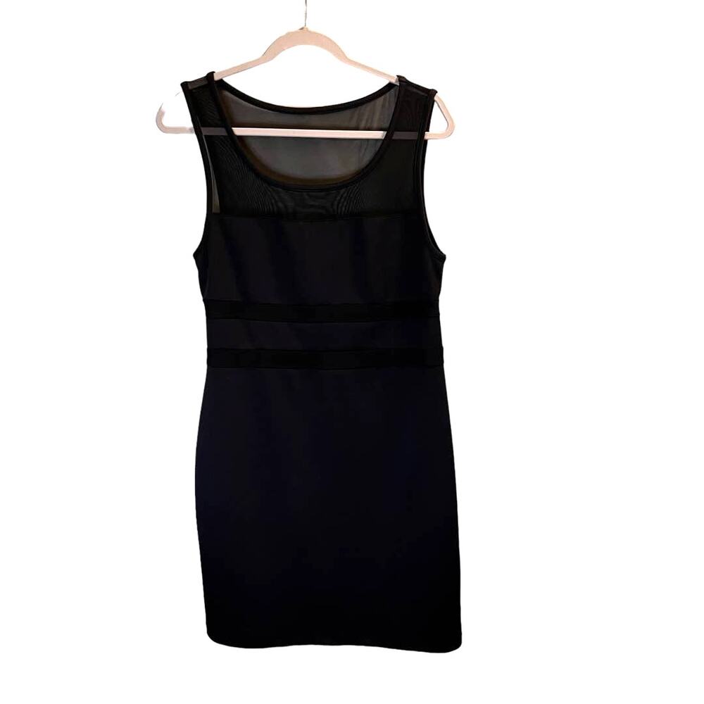 Bisou Bisou Michele Bohbot Sheath Dress Black Sheer Neckline Sleeveless Size 12